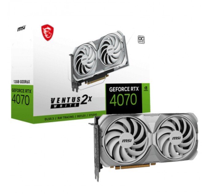 MSI Відеокарта MSI GeForce RTX4070 12Gb VENTUS 2X WHITE OC (RTX 4070 VENTUS 2X WHITE 12G OC)