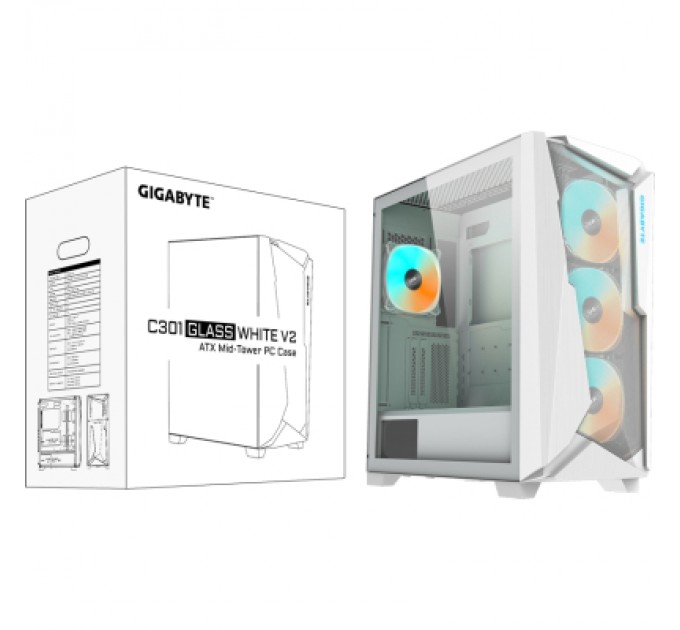 GIGABYTE Корпус GIGABYTE C301 GLASS WHITE V2