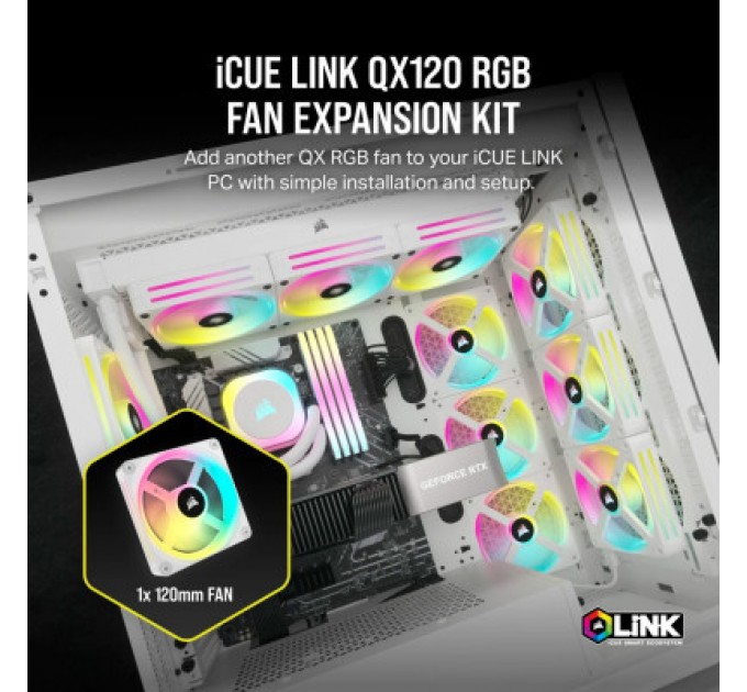 Corsair Кулер до корпусу Corsair iCUE Link QX120 RGB PWM White (CO-9051005-WW)