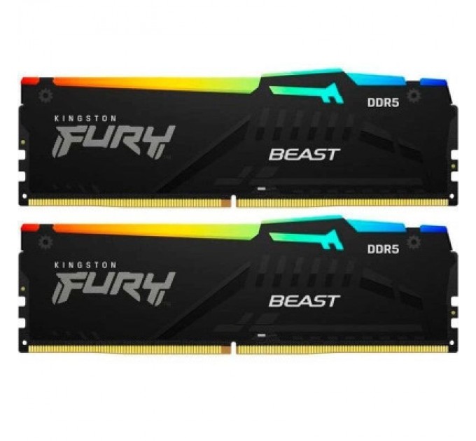 Kingston Fury (ex.HyperX) Модуль пам'яті для комп'ютера DDR5 64GB (2x32GB) 6000 MHz Beast RGB Kingston Fury (ex.HyperX) (KF560C36BBEAK2-64)
