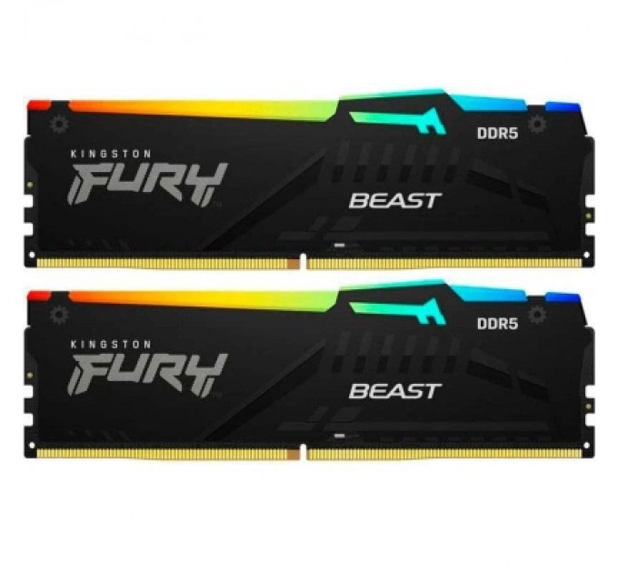 Kingston Модуль пам'яті для комп'ютера DDR5 64GB (2x32GB) 6000 MHz Beast RGB Kingston Fury (ex.HyperX) (KF560C40BBAK2-64)
