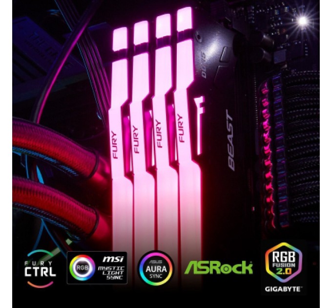 Kingston Fury (ex.HyperX) Модуль пам'яті для комп'ютера DDR5 32GB 5600 MHz Beast RGB Kingston Fury (ex.HyperX) (KF556C36BBEA-32)