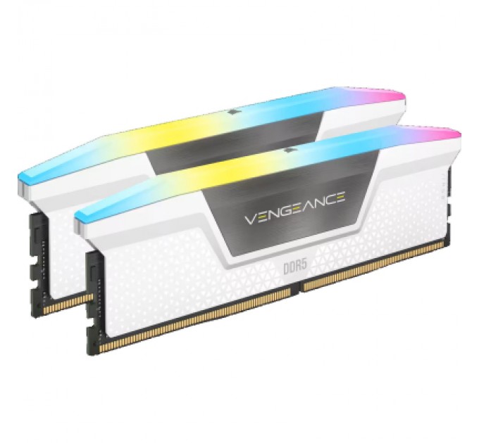 Corsair Модуль пам'яті для комп'ютера DDR5 64GB (2x32GB) 6000 MHz XMP 3.0 Vengeance RGB White Corsair (CMH64GX5M2B6000C40W)