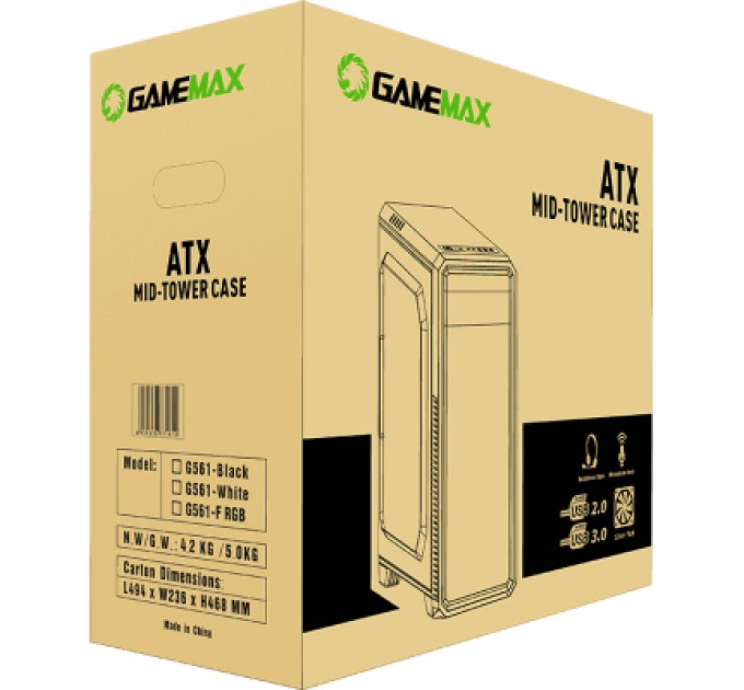 Gamemax Корпус Gamemax G561-FRGB-WH