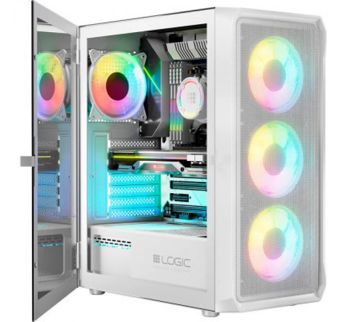 Logic concept Корпус Logic concept PORTOS MESH+GLASS ARGB fans 3x120mm WHITE (AM-PORTOS-20-0000000-0002)