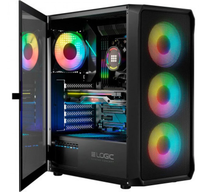 Logic concept Корпус Logic concept PORTOS MESH+GLASS ARGB fans 4x120mm BLACK (AT-PORTOS-10-0000000-0002)