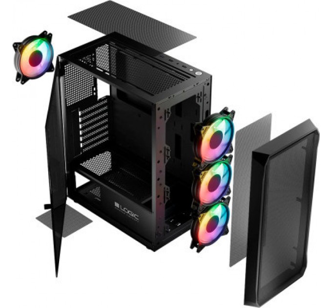 Logic concept Корпус Logic concept PORTOS MESH+GLASS ARGB fans 4x120mm BLACK (AT-PORTOS-10-0000000-0002)