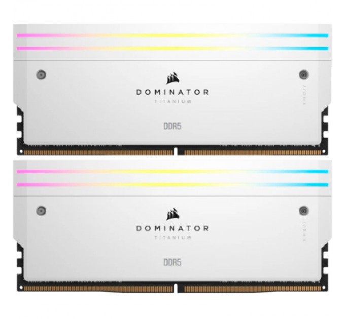 Corsair Модуль пам'яті для комп'ютера DDR5 32GB (2x16GB) 6000 MHz Dominator Titanium RGB White Corsair (CMP32GX5M2B6000C30W)