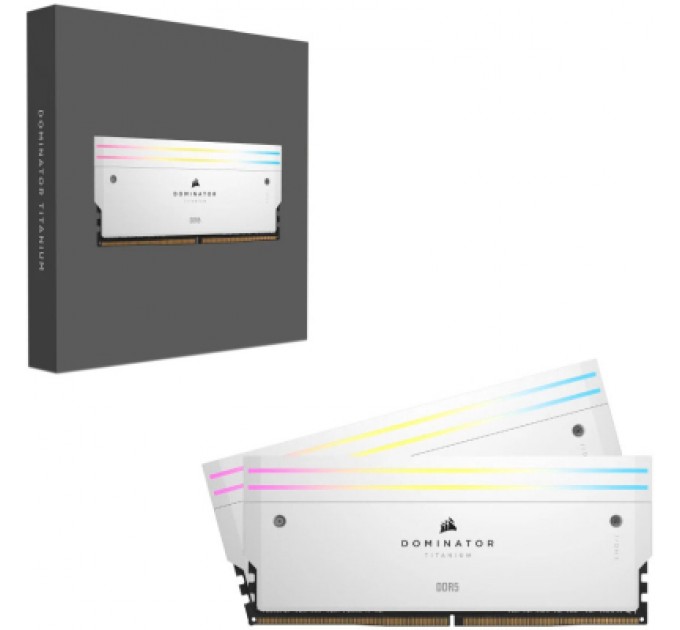 Corsair Модуль пам'яті для комп'ютера DDR5 32GB (2x16GB) 6000 MHz Dominator Titanium RGB White Corsair (CMP32GX5M2B6000C30W)