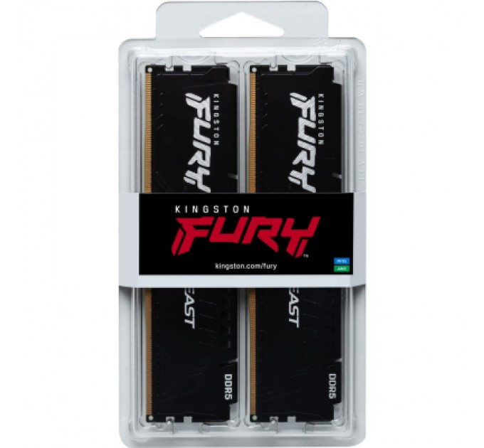 Kingston Fury (ex.HyperX) Модуль пам'яті для комп'ютера DDR5 16GB (2x8GB) 6000 MHz Beast Black Kingston Fury (ex.HyperX) (KF560C40BBK2-16)