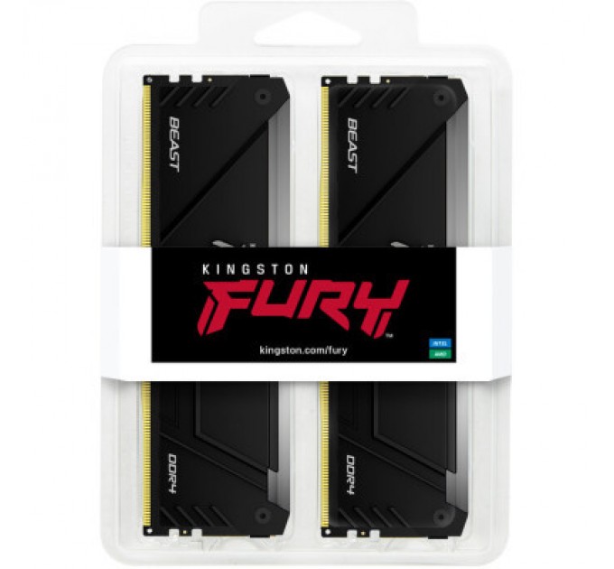 Kingston Fury (ex.HyperX) Модуль пам'яті для комп'ютера DDR4 32GB (2x16GB) 3733 MHz Beast Black RGB Kingston Fury (ex.HyperX) (KF437C19BB12AK2/32)