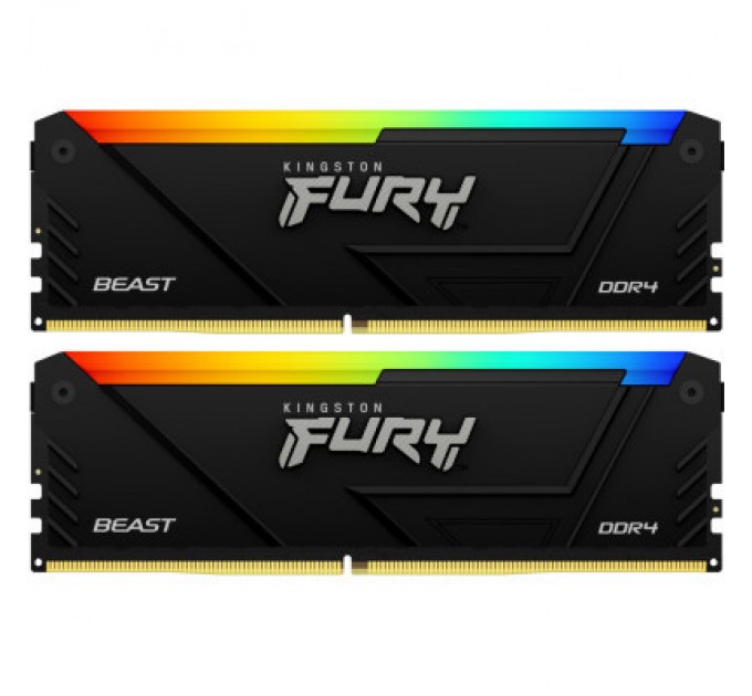Kingston Fury (ex.HyperX) Модуль пам'яті для комп'ютера DDR4 32GB (2x16GB) 3733 MHz Beast Black RGB Kingston Fury (ex.HyperX) (KF437C19BB12AK2/32)