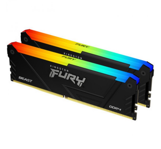Kingston Fury (ex.HyperX) Модуль пам'яті для комп'ютера DDR4 32GB (2x16GB) 3733 MHz Beast Black RGB Kingston Fury (ex.HyperX) (KF437C19BB12AK2/32)