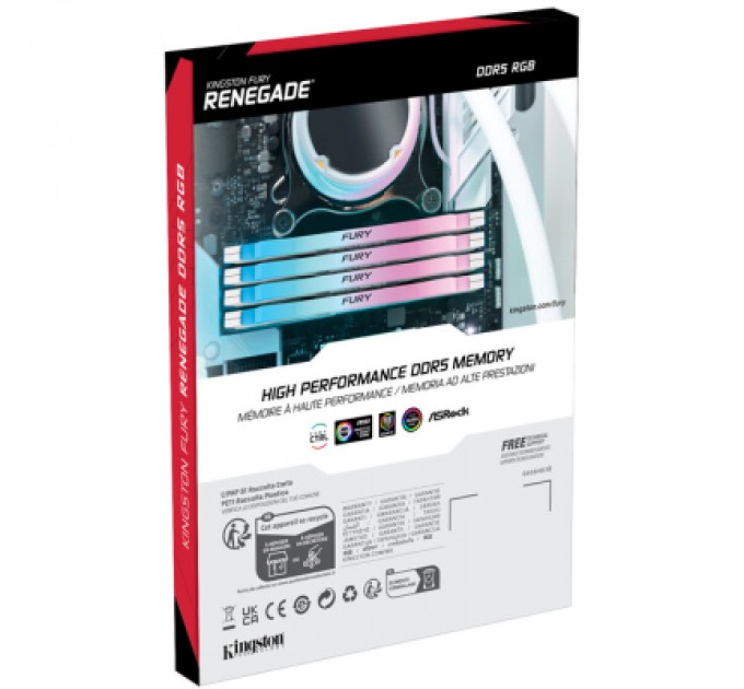Kingston Fury (ex.HyperX) Модуль пам'яті для комп'ютера DDR5 64GB (2x32GB) 6000 MHz Renegade RGB White XMP Kingston Fury (ex.HyperX) (KF560C32RWAK2-64)