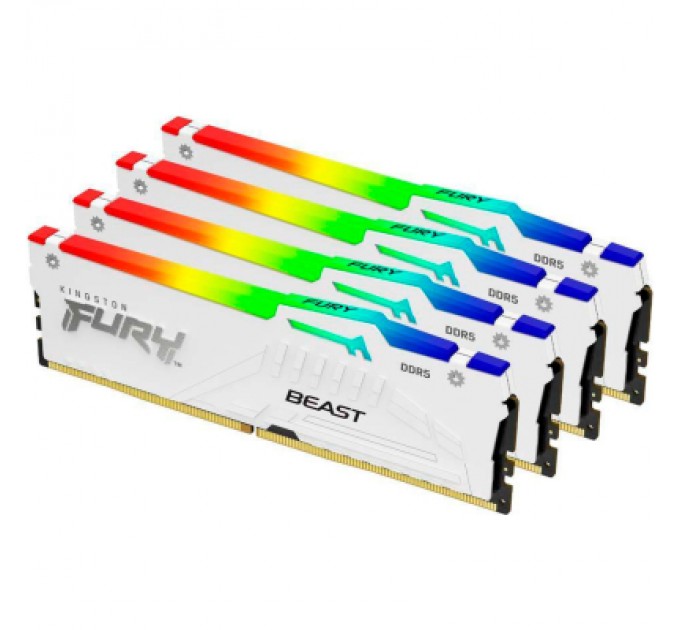 Kingston Fury (ex.HyperX) Модуль пам'яті для комп'ютера DDR5 128GB (4x32GB) 5600 MHz FURY Beast RGB White Kingston Fury (ex.HyperX) (KF556C40BWAK4-128)