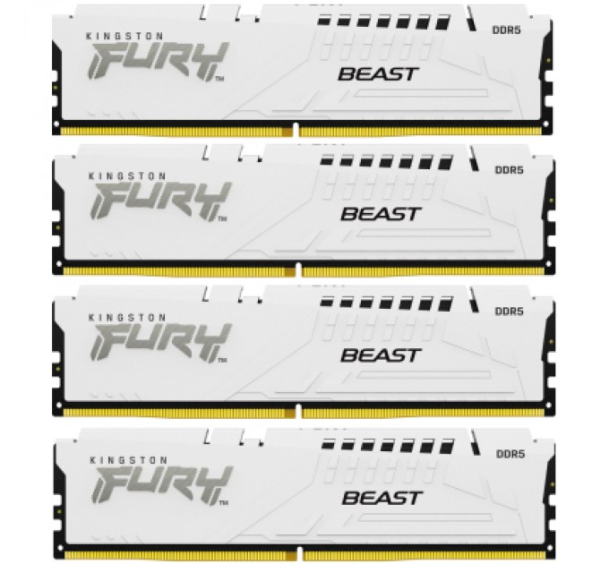 Kingston Fury (ex.HyperX) Модуль пам'яті для комп'ютера DDR5 128GB (4x32GB) 5600 MHz FURY Beast White Kingston Fury (ex.HyperX) (KF556C40BWK4-128)