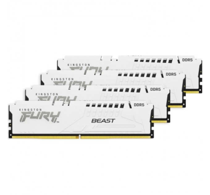 Kingston Fury (ex.HyperX) Модуль пам'яті для комп'ютера DDR5 128GB (4x32GB) 5600 MHz FURY Beast White Kingston Fury (ex.HyperX) (KF556C40BWK4-128)