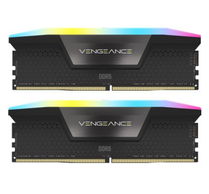 Corsair Модуль пам'яті для комп'ютера DDR5 96GB (2x48GB) 6400 MHz Vengeance RGB Black Corsair (CMH96GX5M2B6400C32)