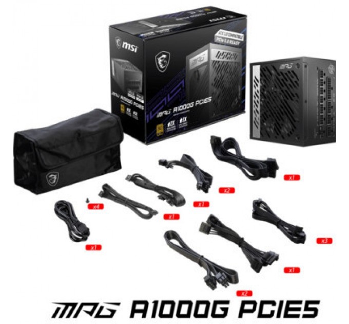 MSI Блок живлення MSI 1000W (MPG A1000G PCIE5)