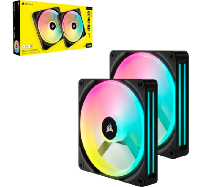 Corsair Кулер до корпусу Corsair iCUE Link QX140 RGB PWM PC Fans Starter Kit with iCUE LINK System Hub (CO-9051004-WW)