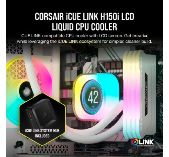 Corsair Система рідинного охолодження Corsair iCUE Link H150i LCD RGB (CW-9061010-WW)