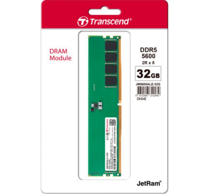 Transcend Модуль пам'яті для комп'ютера DDR5 32GB 5600 MHz JetRam Transcend (JM5600ALE-32G)