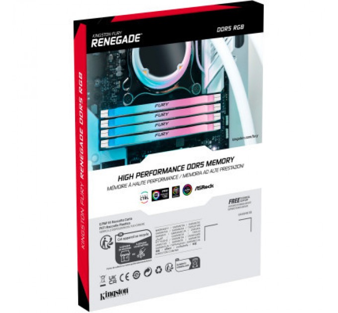 Kingston Fury (ex.HyperX) Модуль пам'яті для комп'ютера DDR5 32GB 6400 MHz Renegade RGB White Kingston Fury (ex.HyperX) (KF564C32RWA-32)