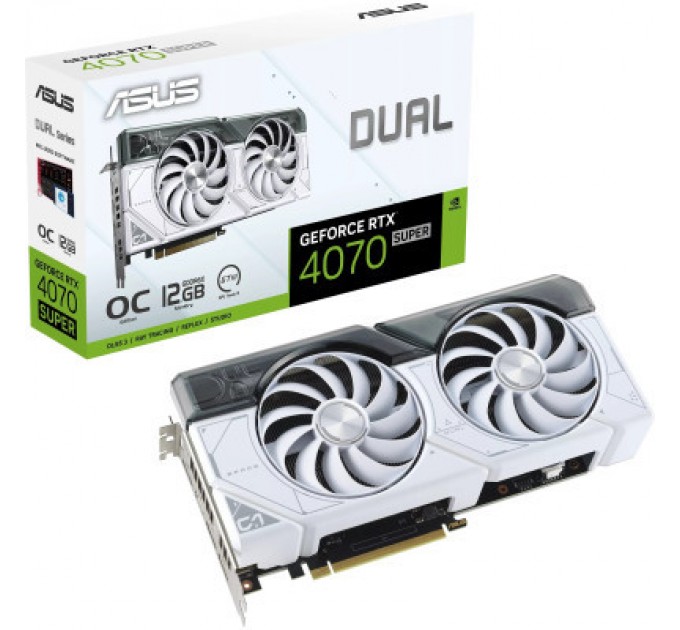 ASUS Відеокарта ASUS GeForce RTX4070 SUPER 12Gb DUAL OC WHITE (DUAL-RTX4070S-O12G-WHITE)