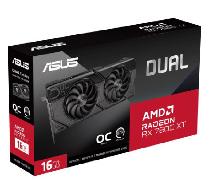 ASUS Відеокарта ASUS Radeon RX 7800 XT 16Gb DUAL OC (DUAL-RX7800XT-O16G)