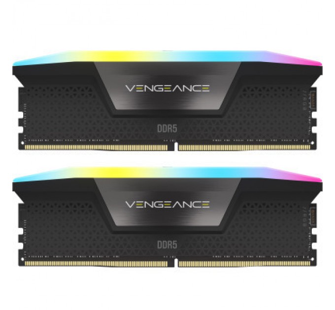 Corsair Модуль пам'яті для комп'ютера DDR5 48GB (2x24GB) 5200 MHz Vengeance RGB Black Corsair (CMH48GX5M2B5200C38)