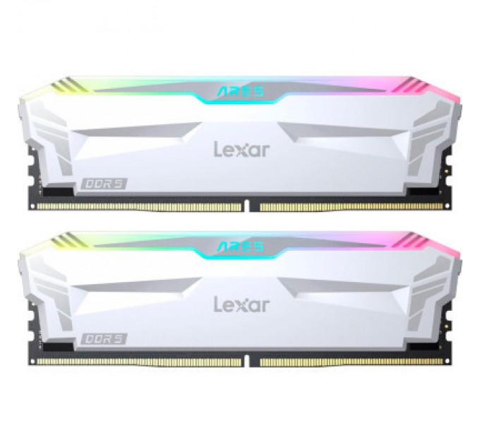 Lexar Модуль пам'яті для комп'ютера DDR5 32GB (2x(16GB) 6400 MHz Ares RGB White Lexar (LD5EU016G-R6400GDWA)