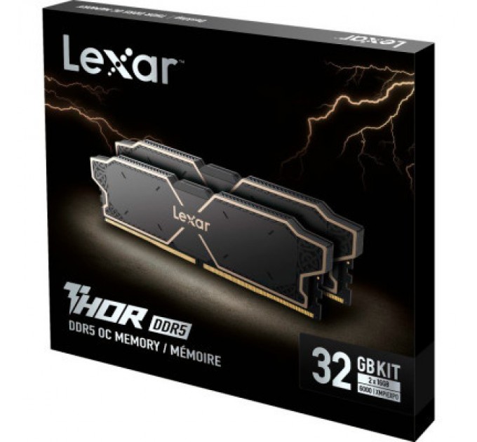 Lexar Модуль пам'яті для комп'ютера DDR5 32GB (2x16GB) 6000 MHz Thor Black Lexar (LD5U16G60C32LG-RGD)