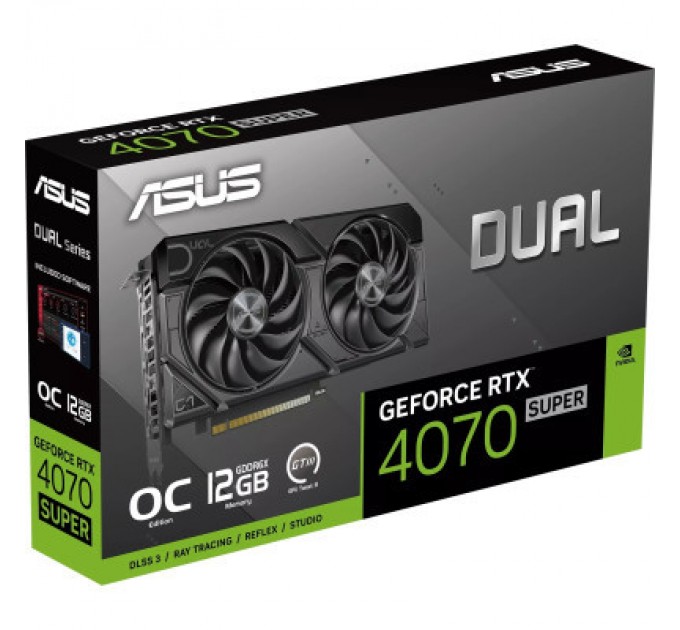 ASUS Відеокарта ASUS GeForce RTX4070 SUPER 12Gb DUAL OC EVO (DUAL-RTX4070S-O12G-EVO)