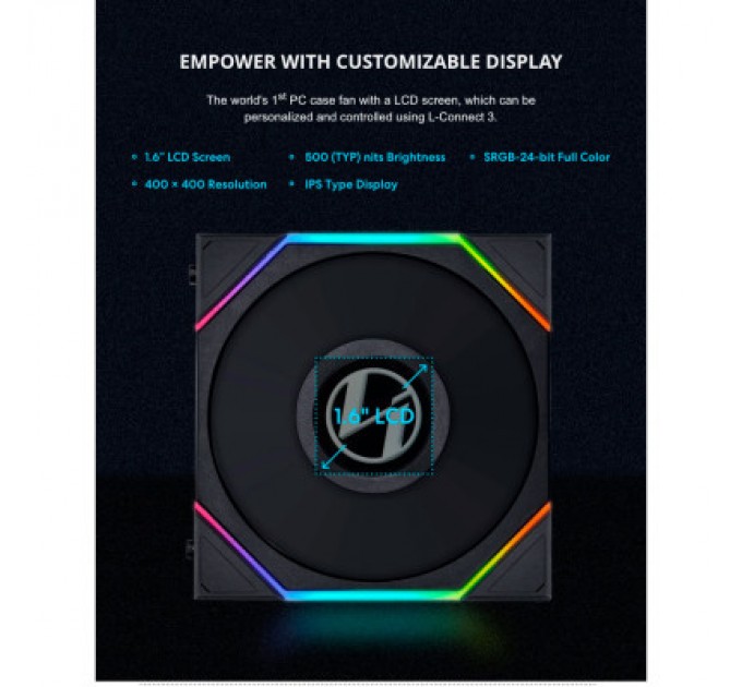 Lian Li Кулер до корпусу Lian Li TL LCD 120-1, Black Cooler (G99.12TLLCD1B.00)