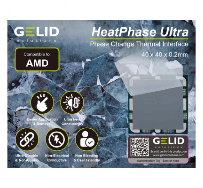 Gelid Solutions Термопрокладка Gelid Solutions HeatPhase Ultra for AMD CPU (PH-GC-01-A)