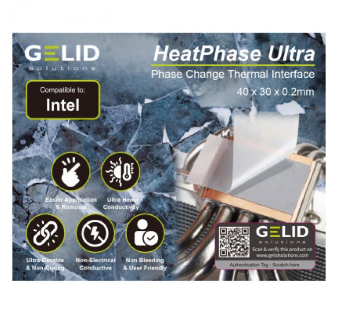 Gelid Solutions Термопрокладка Gelid Solutions HeatPhase Ultra for Intel CPU (PH-GC-02-I)
