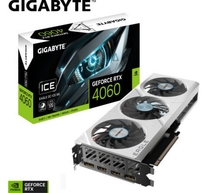 GIGABYTE Відеокарта GIGABYTE GeForce RTX4060 8Gb EAGLE OC ICE (GV-N4060EAGLEOC ICE-8GD)