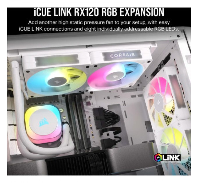 Corsair Кулер до корпусу Corsair iCUE Link RX120 RGB PWM White (CO-9051021-WW)