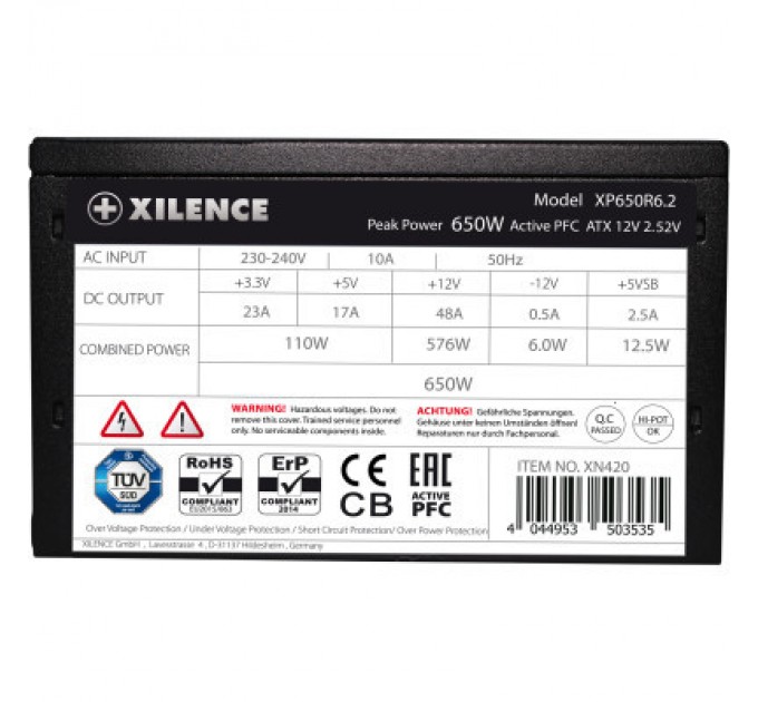 Xilence Блок живлення Xilence 650W (XQXP650R6.2)