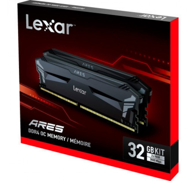 Lexar Модуль пам'яті для комп'ютера DDR4 16GB (2x8GB) 3600 MHz Ares Black Lexar (LD4BU008G-R3600GD0A)