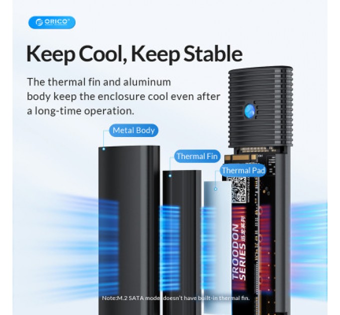 Orico Кишеня зовнішня Orico USB3.2 Gen2 USB-C M.2 NVMe/NGFF(SATA) Dual Protocol SSD (HC380503)
