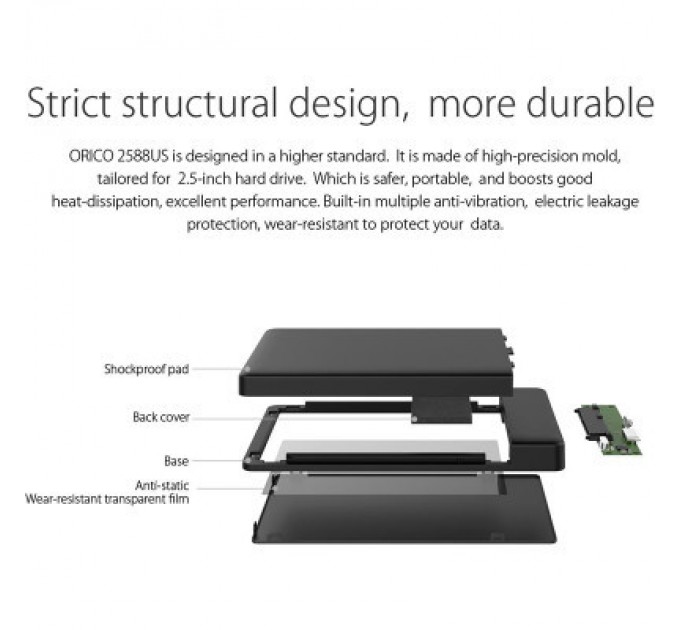Orico Кишеня зовнішня Orico HDD 2588US3-V1-BK-BP (HC380374)
