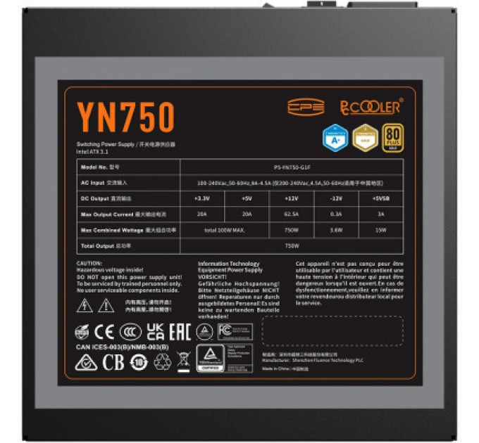PcCooler Блок живлення PcCooler 750W (YN750)