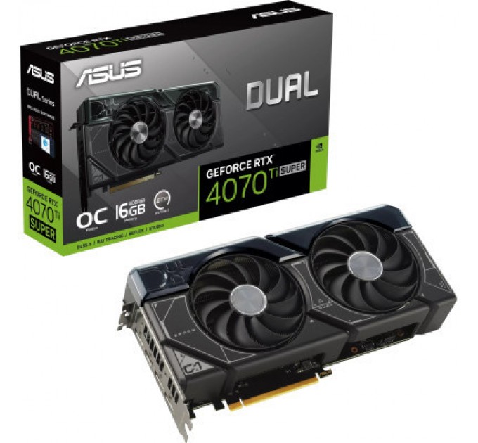 ASUS Відеокарта ASUS GeForce RTX4070Ti SUPER 16Gb DUAL OC (DUAL-RTX4070TIS-O16G)
