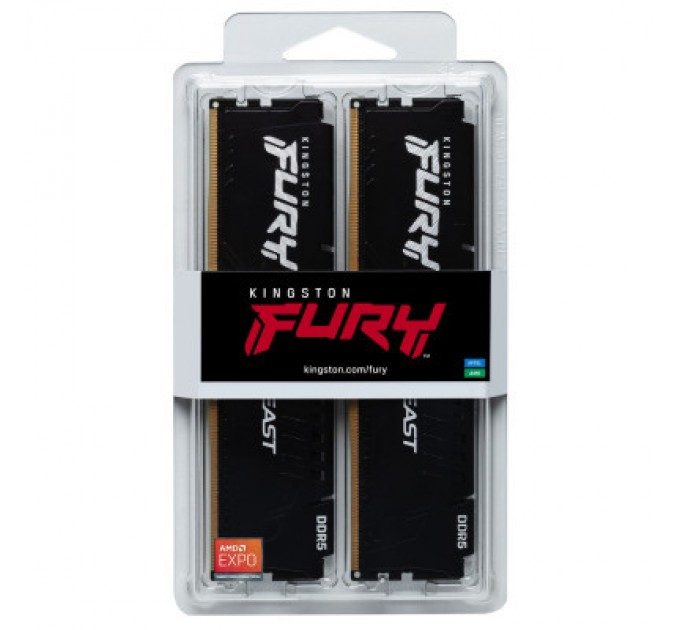 Kingston Fury (ex.HyperX) Модуль пам'яті для комп'ютера DDR5 16GB (2x8GB) 5600 MHz Beast Kingston Fury (ex.HyperX) (KF556C36BBEK2-16)