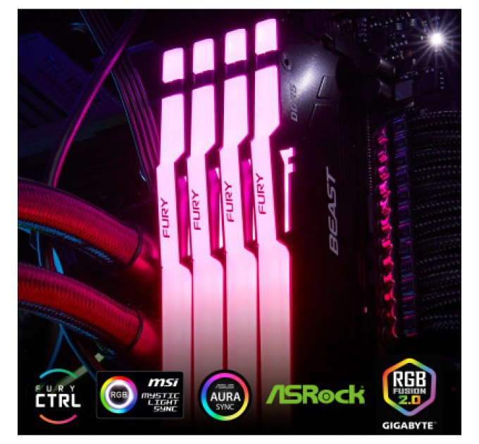 Kingston Fury (ex.HyperX) Модуль пам'яті для комп'ютера DDR5 32GB 5200 MHz Beast RGB EXPO Kingston Fury (ex.HyperX) (KF552C36BBEA-32)