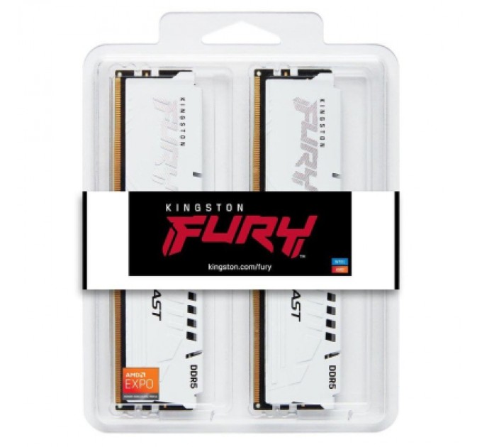 Kingston Fury (ex.HyperX) Модуль пам'яті для комп'ютера DDR5 32GB (2x16GB) 6400 MHz Beast White EXPO Kingston Fury (ex.HyperX) (KF564C32BWEK2-32)