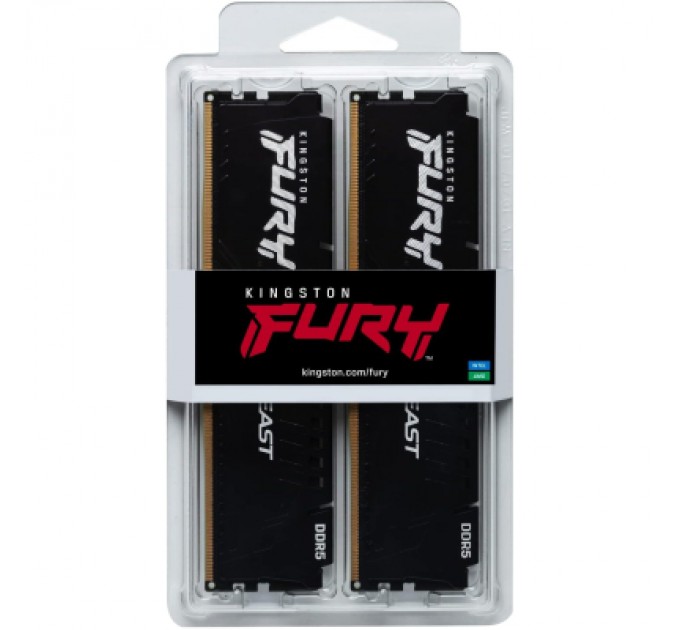 Kingston Fury (ex.HyperX) Модуль пам'яті для комп'ютера DDR5 128GB (4x32GB) 5600 MHz Beast Black XMP Kingston Fury (ex.HyperX) (KF556C40BBK4-128)
