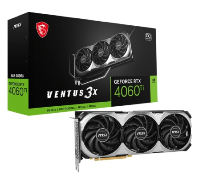MSI Відеокарта MSI GeForce RTX4060Ti 8Gb VENTUS 3X OC (RTX 4060 Ti VENTUS 3X E 8G OC)