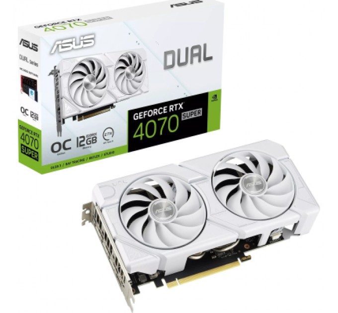 ASUS Відеокарта ASUS GeForce RTX4070 SUPER 12Gb DUAL OC WHITE EVO (DUAL-RTX4070S-O12G-EVO-WHITE)